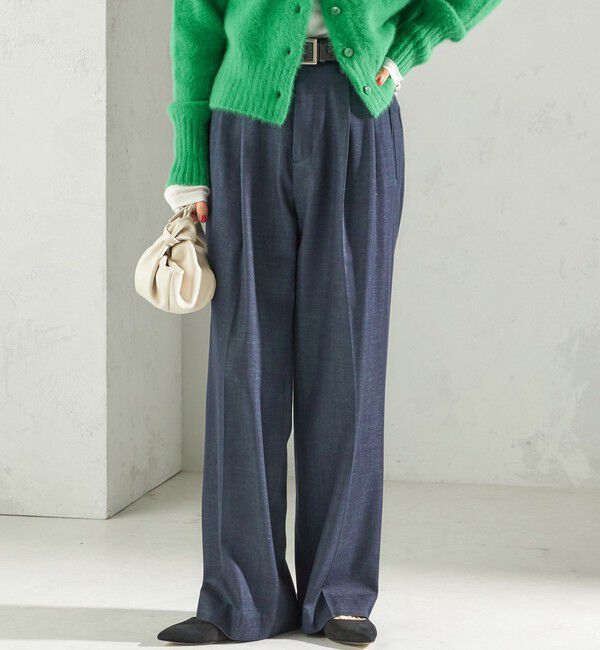 SHIPS for women「〈手洗い可能〉デニムライク 2タック ワイド パンツ」|その他|ネイビー