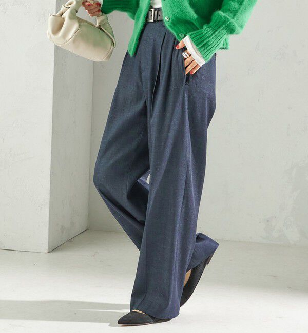 SHIPS for women「〈手洗い可能〉デニムライク 2タック ワイド パンツ」|その他|