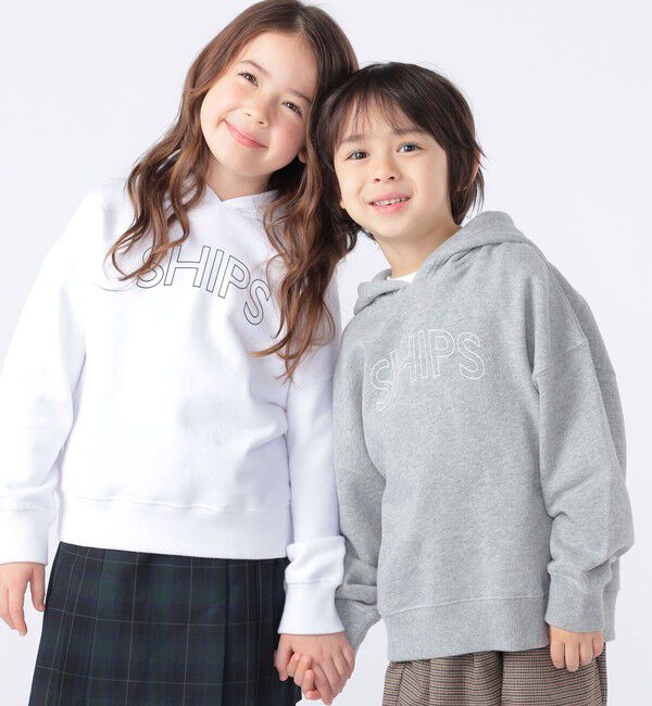 SHIPS KIDS「【WEB限定】SHIPS KIDS:100～160cm / SHIPS ラウンド ロゴ パーカ」|パーカー|グレー
