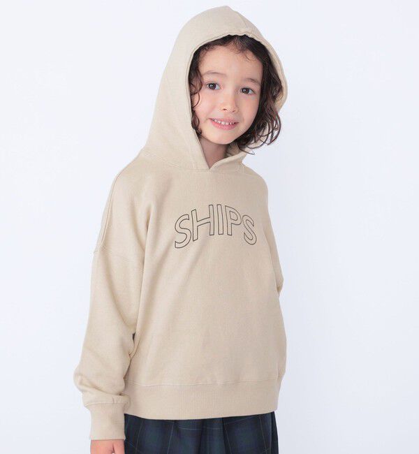 SHIPS KIDS「【WEB限定】SHIPS KIDS:100～160cm / SHIPS ラウンド ロゴ パーカ」|パーカー|ベージュ
