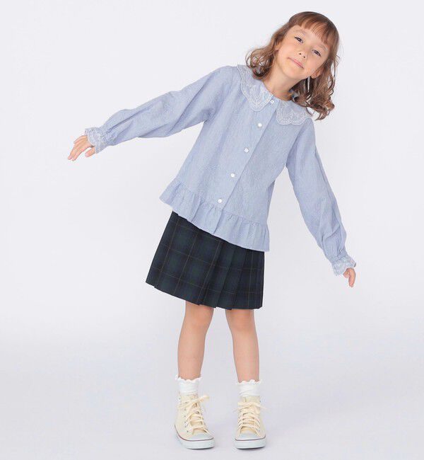 SHIPS KIDS「SHIPS KIDS:100～130cm /刺繍 フリルカラー ブラウス」|シャツ・ブラウス|