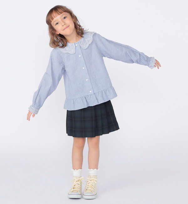SHIPS KIDS「SHIPS KIDS:100～130cm /刺繍 フリルカラー ブラウス」|シャツ・ブラウス|