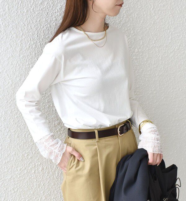 SHIPS Colors 「SHIPS Colors:〈手洗い可能〉レース 切替スリーブ カットソー◇」|Tシャツ・カットソー|