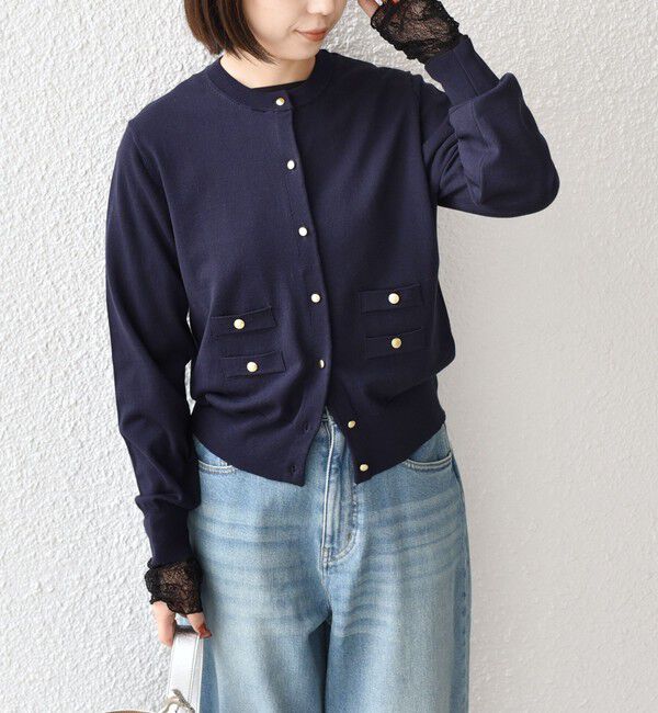 SHIPS Colors 「SHIPS Colors:〈手洗い可能〉レース 切替スリーブ カットソー◇」|Tシャツ・カットソー|