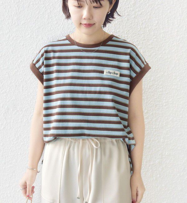 SHIPS for women「《予約》【WEB限定】マルチ ボーダー フレンチスリーブ プルオーバー」|Tシャツ・カットソー|