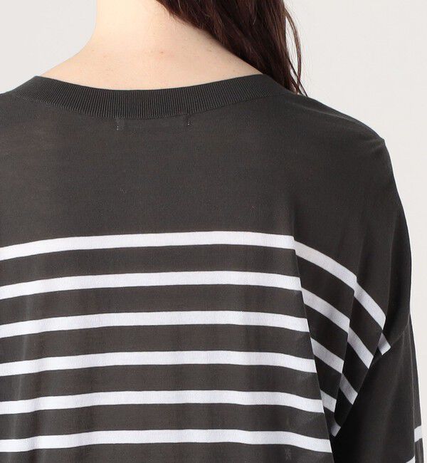 GALERIE VIE「クレープコットンボーダー ドロップショルダープルオーバー」|ニット・セーター|