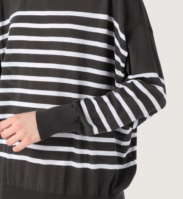 GALERIE VIE「クレープコットンボーダー ドロップショルダープルオーバー」|ニット・セーター|