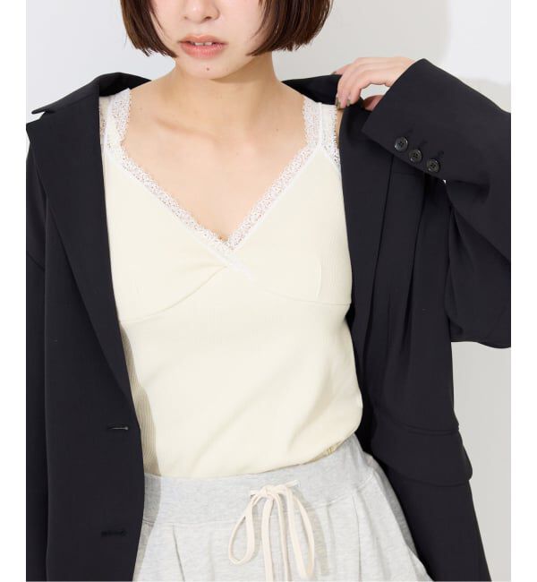 SLOBE IENA「《予約》テレコレースキャミ」|Tシャツ・カットソー|ナチュラル