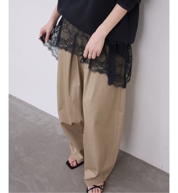 SLOBE IENA「《WEB限定/追加6予約》レースコンビカットソー」|Tシャツ・カットソー|ブラック