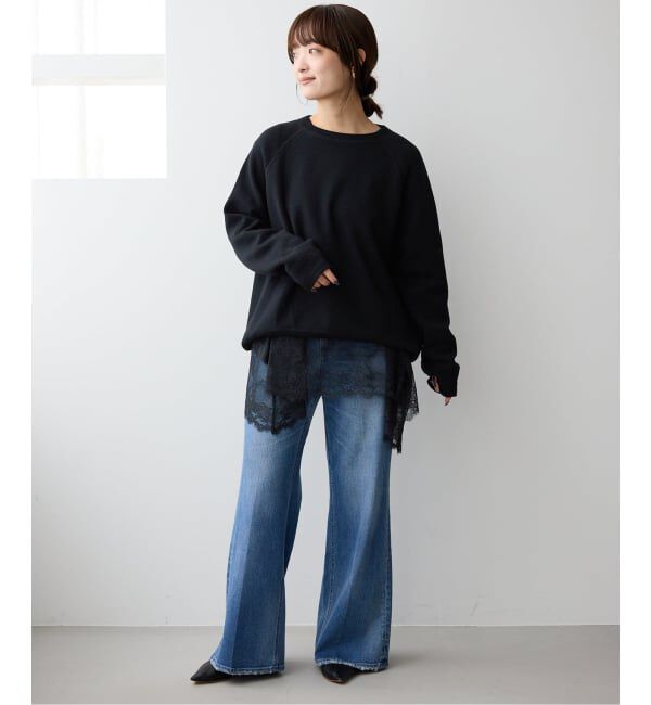 SLOBE IENA「《WEB限定/追加6予約》レースコンビカットソー」|Tシャツ・カットソー|