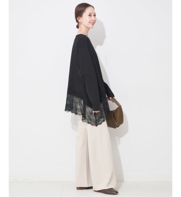 SLOBE IENA「《WEB限定/追加6予約》レースコンビカットソー」|Tシャツ・カットソー|