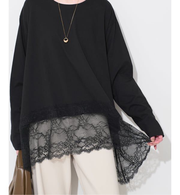 SLOBE IENA「《WEB限定/追加6予約》レースコンビカットソー」|Tシャツ・カットソー|