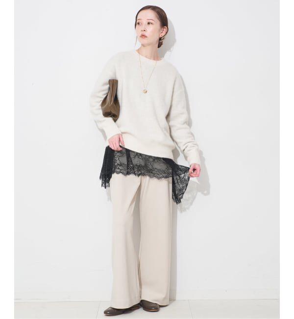 SLOBE IENA「《WEB限定/追加6予約》レースコンビカットソー」|Tシャツ・カットソー|