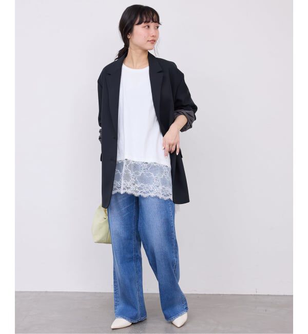 SLOBE IENA「《WEB限定/追加6予約》レースコンビカットソー」|Tシャツ・カットソー|