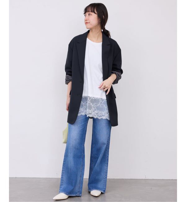 SLOBE IENA「《WEB限定/追加6予約》レースコンビカットソー」|Tシャツ・カットソー|