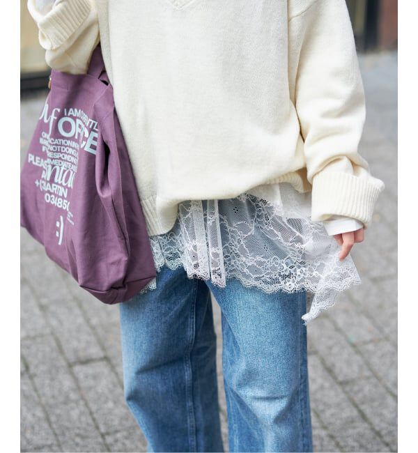 SLOBE IENA「《WEB限定/追加6予約》レースコンビカットソー」|Tシャツ・カットソー|