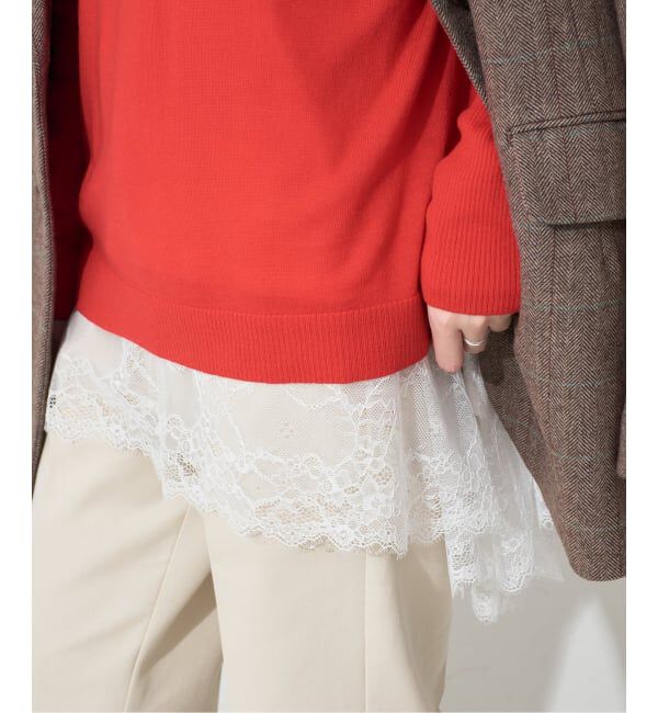 SLOBE IENA「《WEB限定/追加6予約》レースコンビカットソー」|Tシャツ・カットソー|