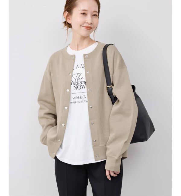 SLOBE IENA「《追加2予約》ダブルフェイスジャージースナップカーディガン」|カーディガン|ベージュ A