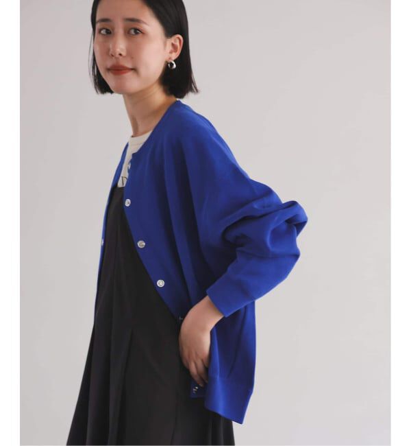 SLOBE IENA「《追加2予約》ダブルフェイスジャージースナップカーディガン」|カーディガン|