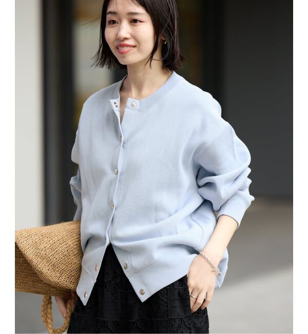 SLOBE IENA「《追加2予約》ダブルフェイスジャージースナップカーディガン」|カーディガン|