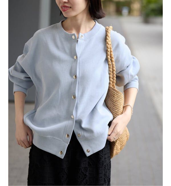 SLOBE IENA「《追加2予約》ダブルフェイスジャージースナップカーディガン」|カーディガン|