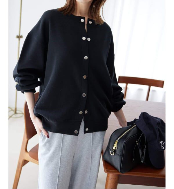 SLOBE IENA「《追加2予約》ダブルフェイスジャージースナップカーディガン」|カーディガン|