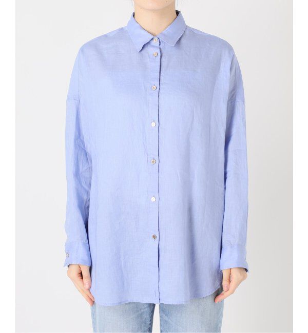 Spick and Span「《ゆったりサイズ》追加2予約 80リネンカシュクール ビッグシャツ」|シャツ・ブラウス|