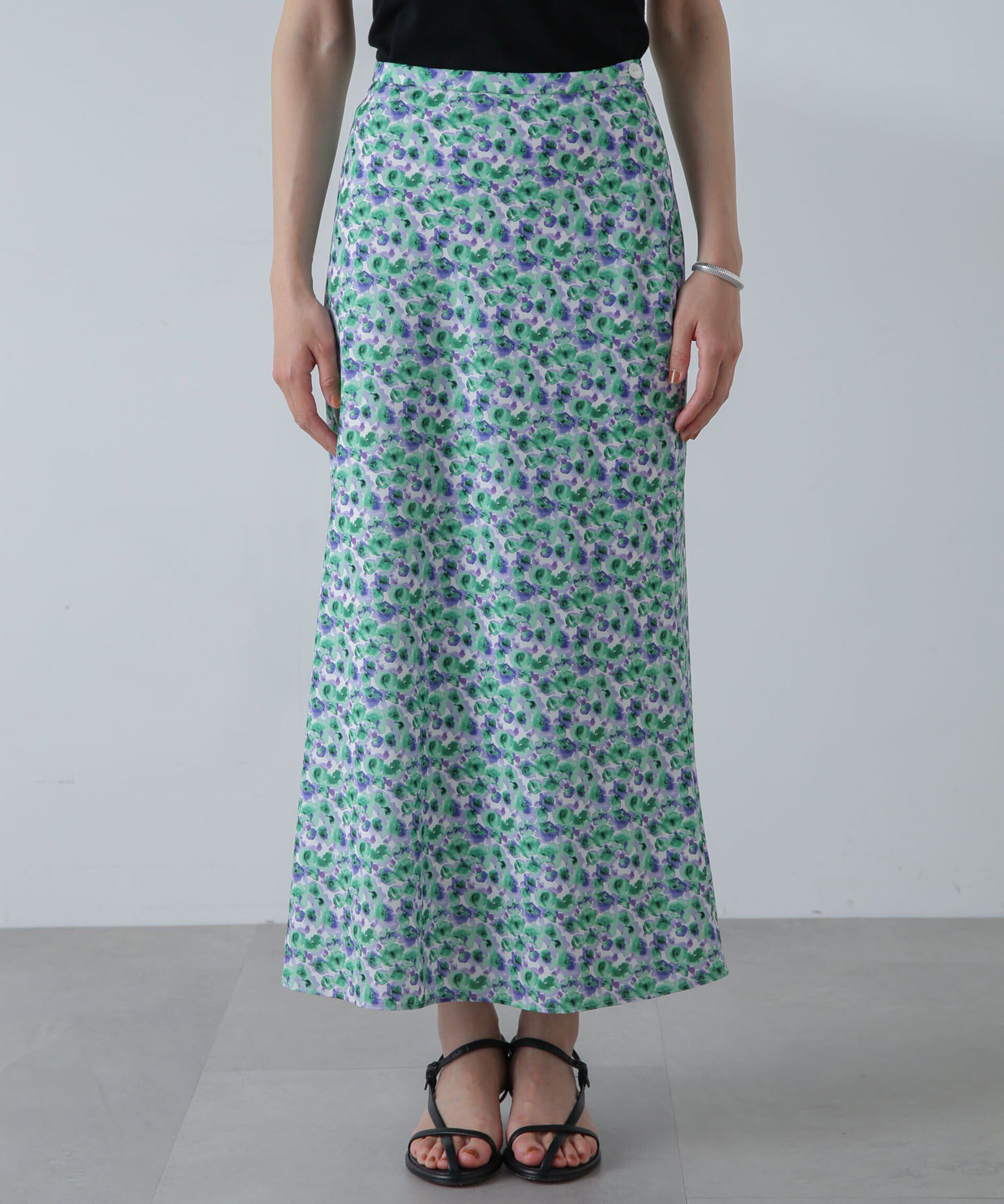 nano･universe「ボカシプリントロングスカート」|スカート|