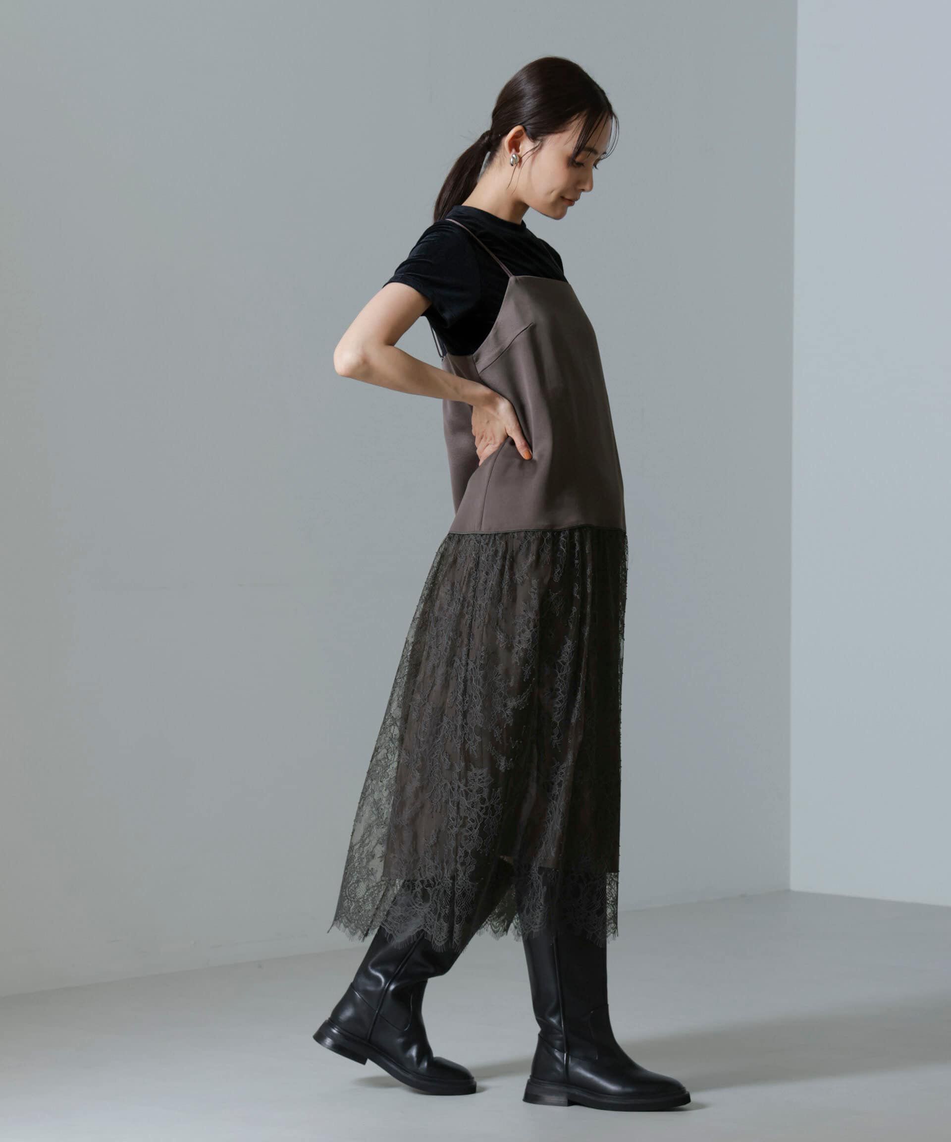 nano･universe「レース切り替えサテンキャミワンピース」|ワンピース|