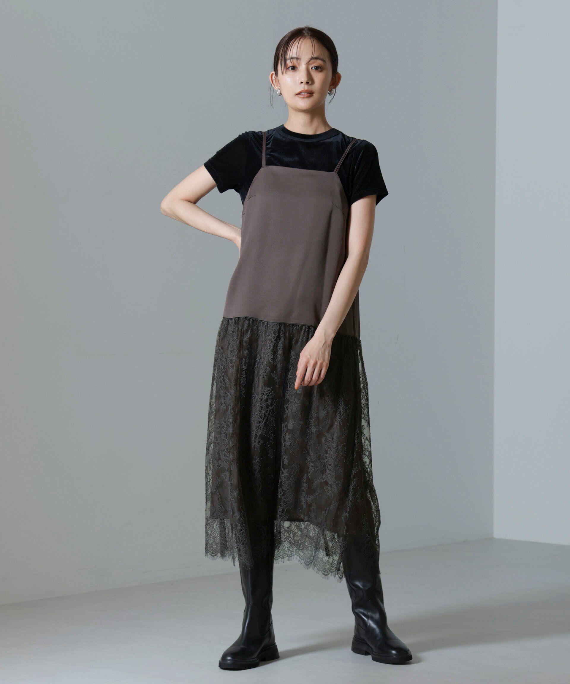 nano･universe「レース切り替えサテンキャミワンピース」|ワンピース|