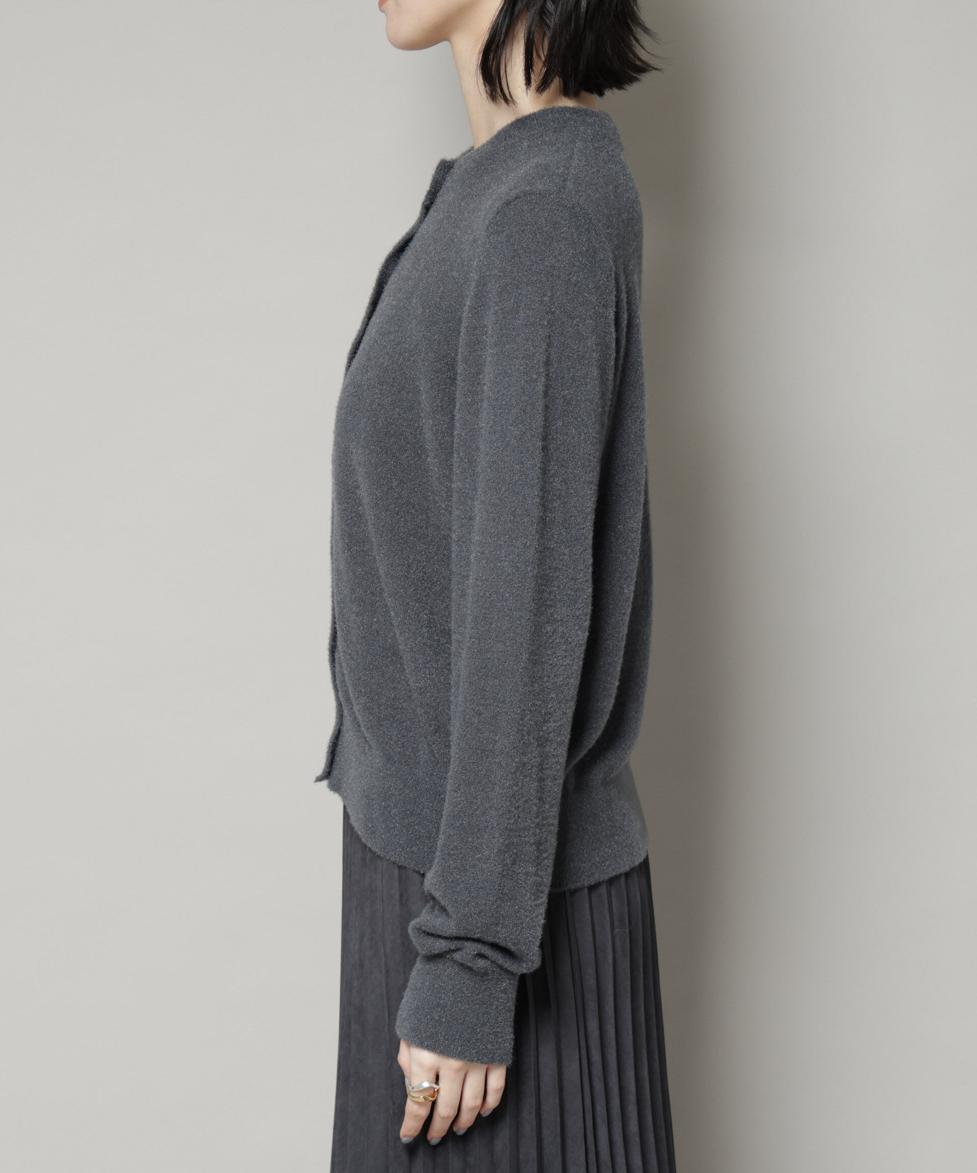 nano･universe「ミニラメシャギークルーネックカーディガン」|ニット・セーター|