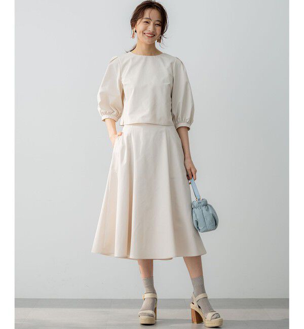 組曲「クロップドフレア セットアップ」|スーツ|ベージュ系