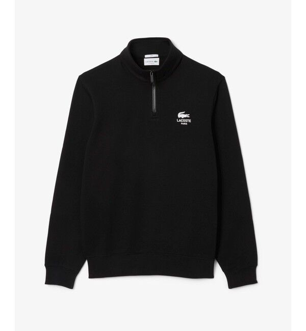 LACOSTE「裏パイル地 ワンポイントプリントハーフジップスウェット トレーナー」|スウェット・ジャージ|ブラック