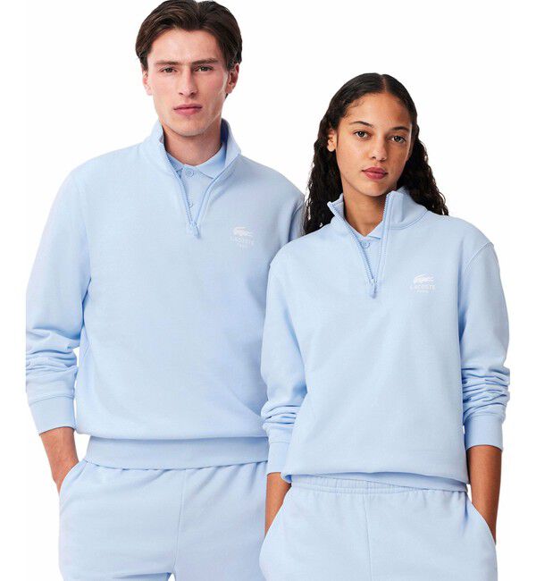 LACOSTE「裏パイル地 ワンポイントプリントハーフジップスウェット トレーナー」|スウェット・ジャージ|ライトブルー