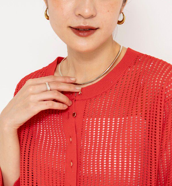 NOLLEY'S「《手洗い可能》メッシュスパンコール6分袖カーディガン」|カーディガン|