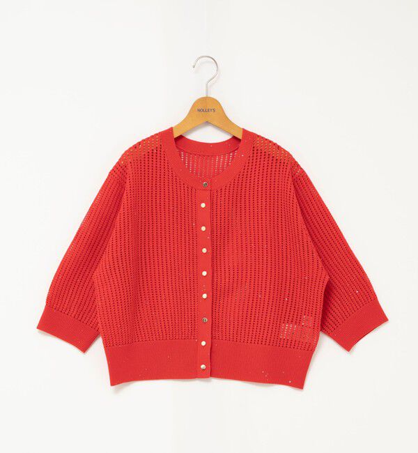 NOLLEY'S「《手洗い可能》メッシュスパンコール6分袖カーディガン」|カーディガン|