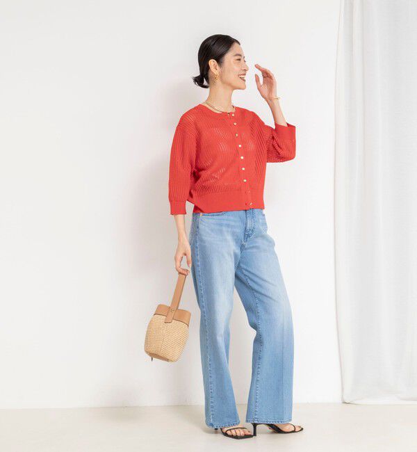 NOLLEY'S「《手洗い可能》メッシュスパンコール6分袖カーディガン」|カーディガン|