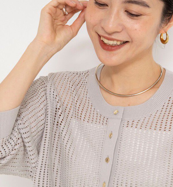 NOLLEY'S「《手洗い可能》メッシュスパンコール6分袖カーディガン」|カーディガン|