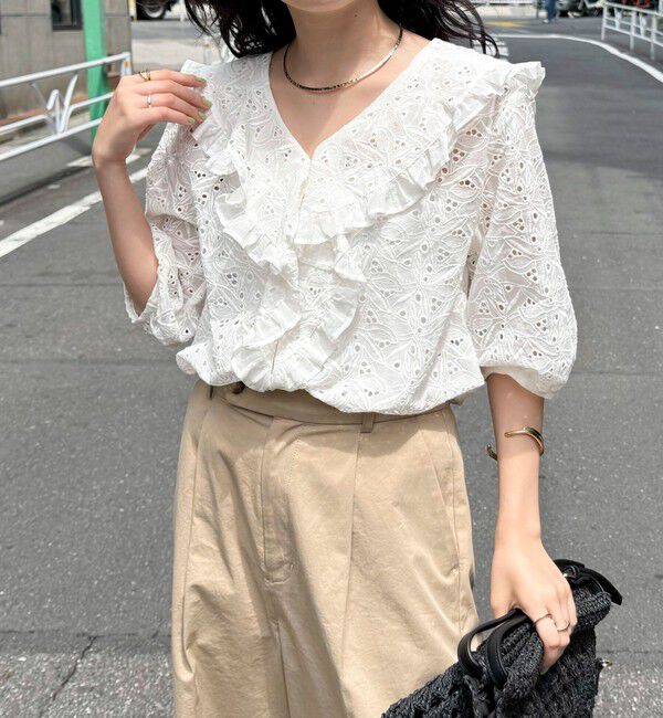 fredy emue「レースフリルカラーブラウス」|シャツ・ブラウス|
