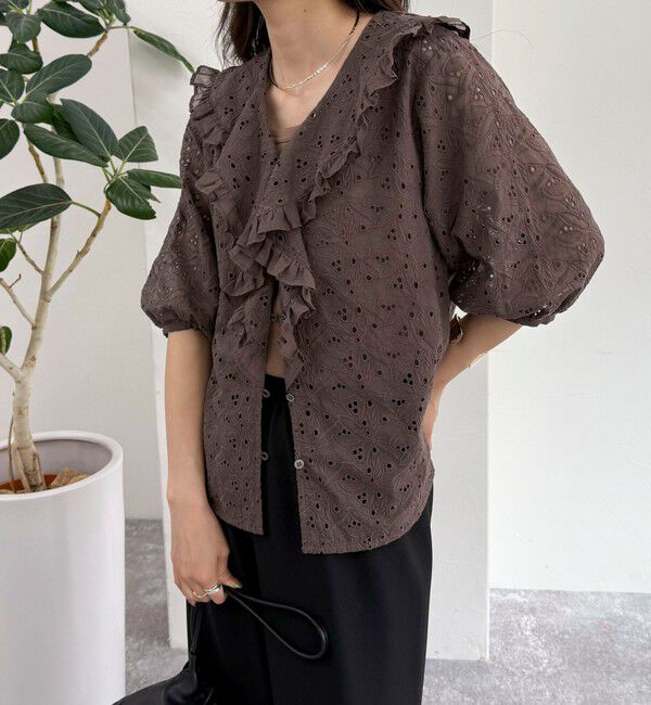 fredy emue「レースフリルカラーブラウス」|シャツ・ブラウス|