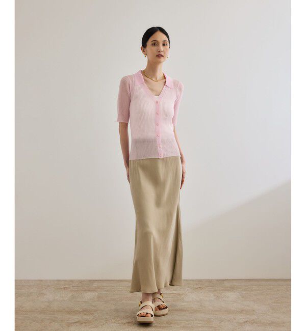 ROPE「【WEB・一部店舗限定】【接触冷感/UVカット】チュールコンビテレコタンクトップ」|タンクトップ|