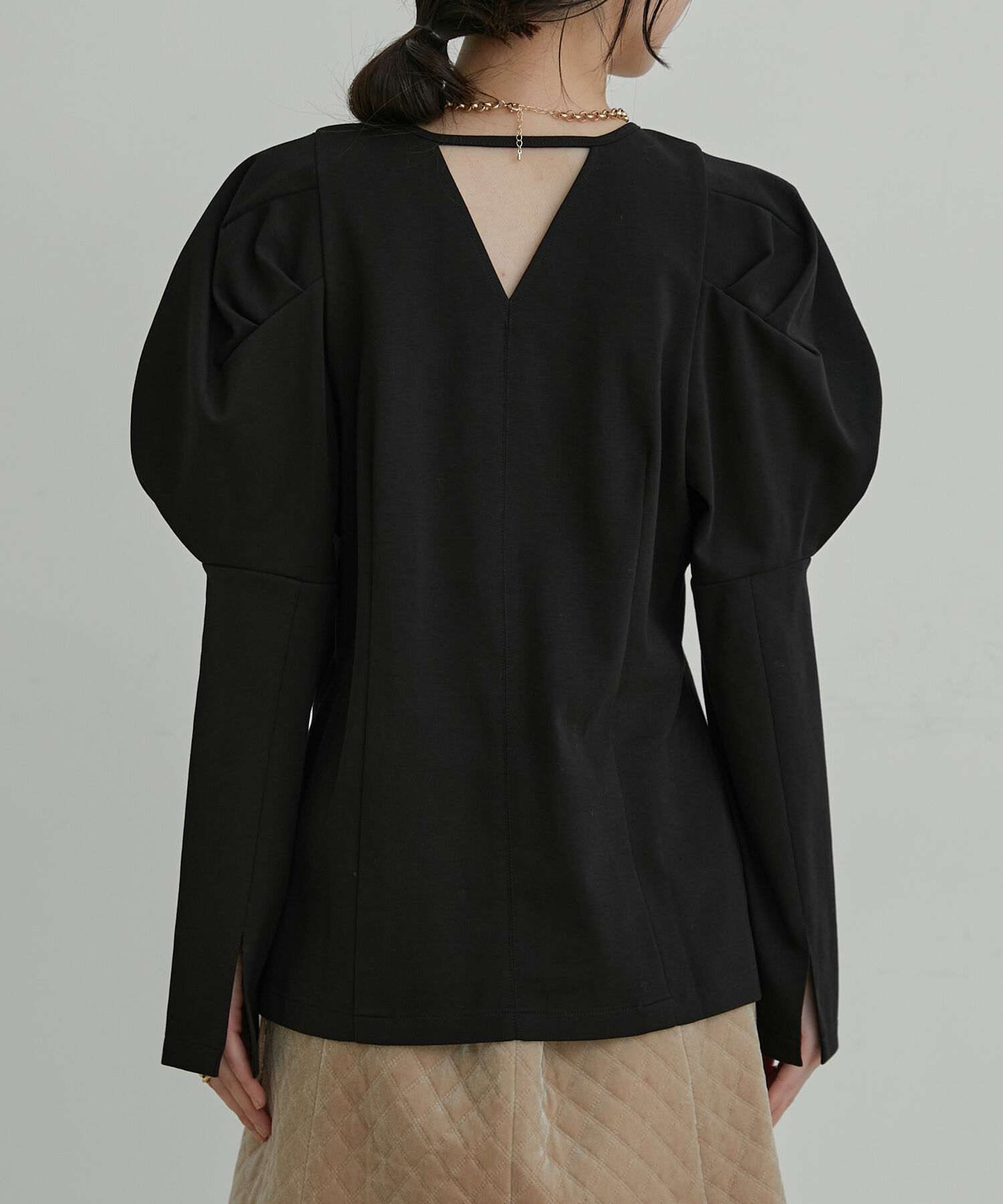 VIS「【洗える】タックボリュームスリーブカットソー」|Tシャツ・カットソー|