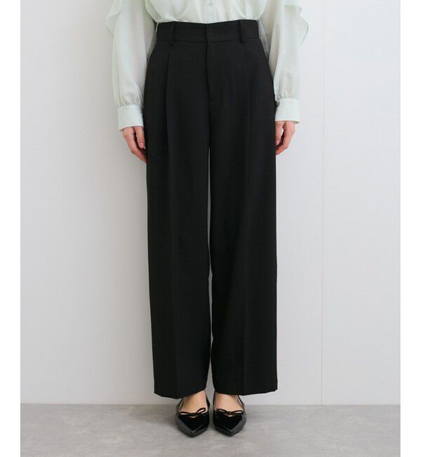 VIS「【美easy】ワンタックワイドスラックスパンツ/洗える」|スラックス|