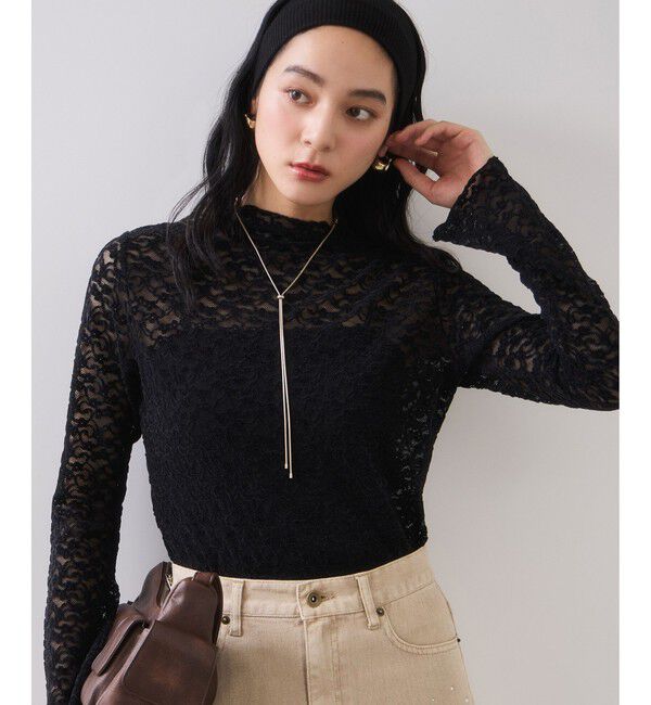 VIS「レースプチハイネックインナープルオーバー」|Tシャツ・カットソー|ブラック(01)