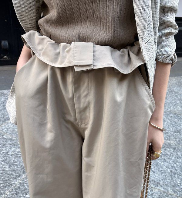  「ウエスト折り返しギャザーパンツ」|チノ|