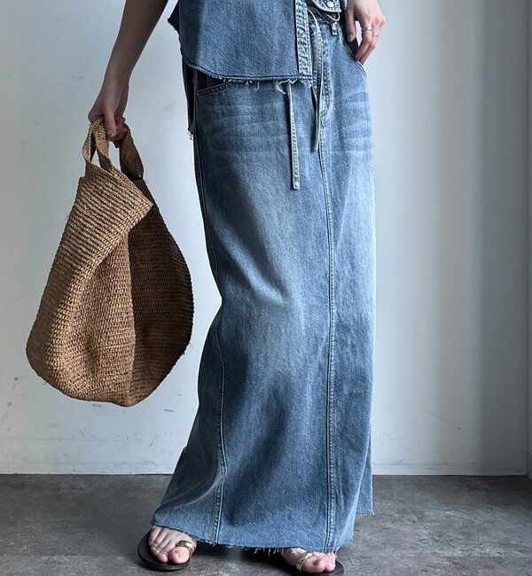  「【セットアップ可能】ベルト付デニムタイトスカート」|スカート|