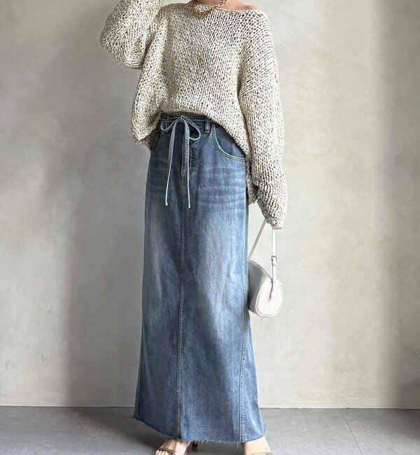  「【セットアップ可能】ベルト付デニムタイトスカート」|スカート|