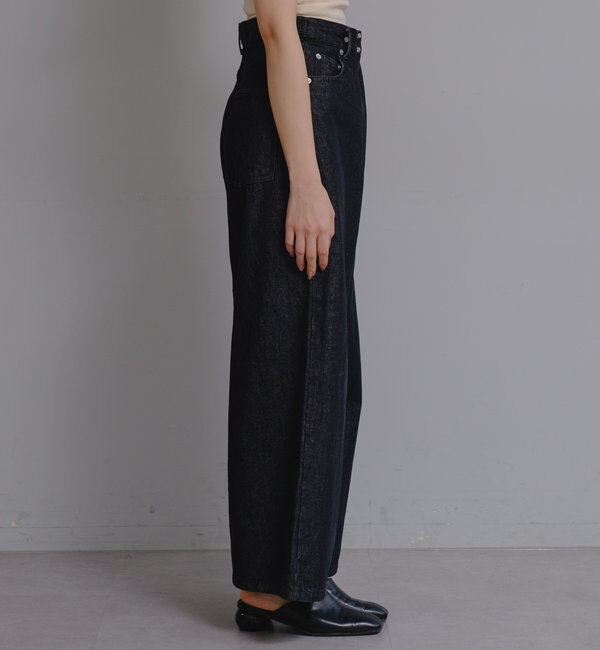  「【3サイズ】デニムタックワイドパンツ」|デニム|