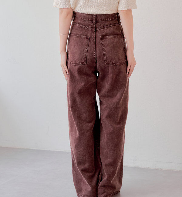  「【3サイズ】デニムタックワイドパンツ」|デニム|