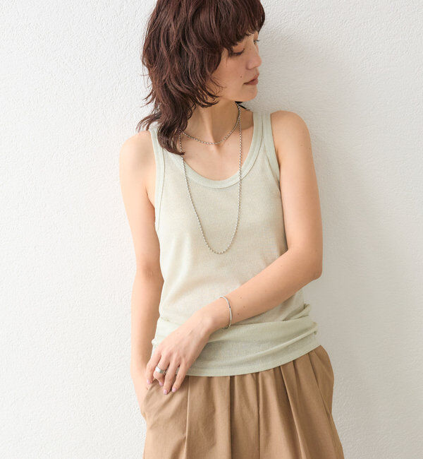  「【コーデのポイントに】ラメリブタンクトップ」|キャミソール|